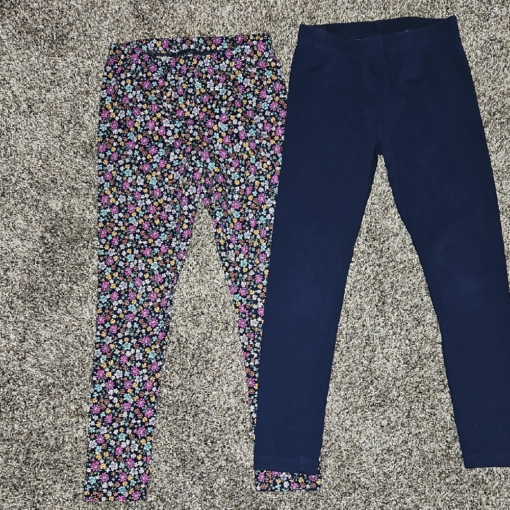 Girl's Floral and Navy Leggings Set